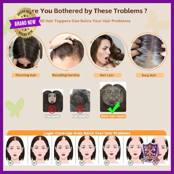 15 Inch Synthetic Hair Topper with Bangs for Thinning Hair Coverage - Picture 5 of 7